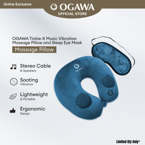 OGAWA Tinkle-X Music Vibration Massage Pillow and Sleep Eye Mask (Blue)*